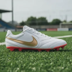 Nike Tiempo Ligera Pro Gras Voetbalschoenen (FG) Wit Goud Felrood