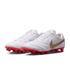Nike Tiempo Ligera Pro Gras Voetbalschoenen (FG) Wit Goud Felrood