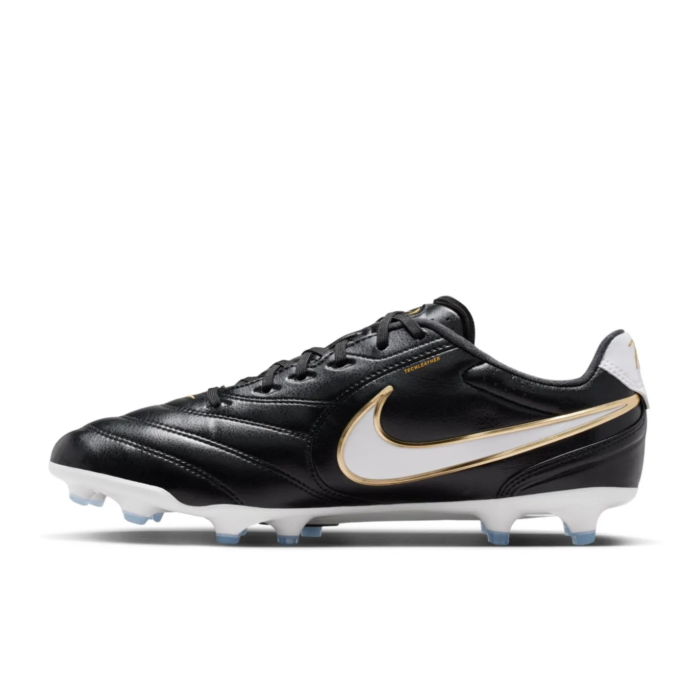 Nike Tiempo Ligera Pro Gras Voetbalschoenen (FG) Zwart Wit Goud