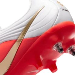 Nike Tiempo Maestro Academy IJzeren-Nop Voetbalschoenen (SG) Anti-Clog Wit Felrood Goud