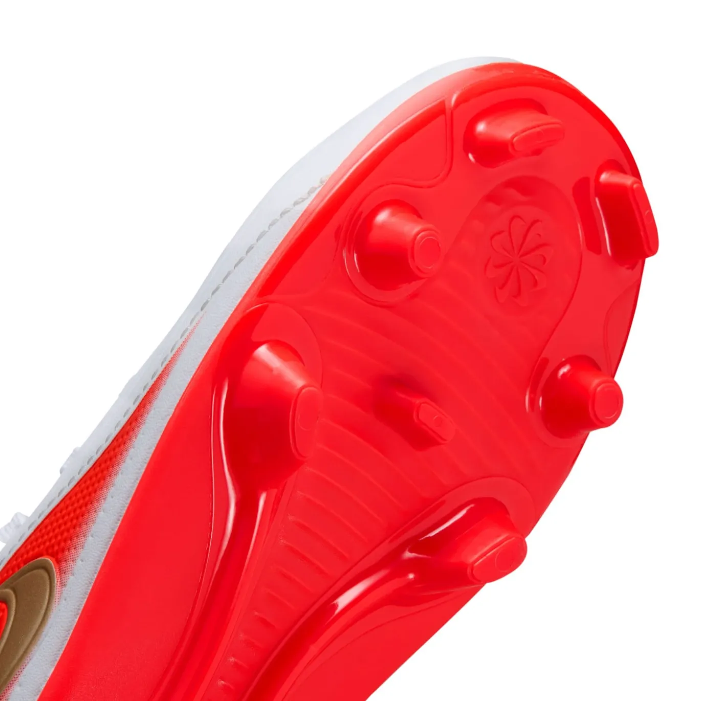 Nike Tiempo Maestro Club Gras / Kunstgras Voetbalschoenen (MG) Peuters/Kleuters Wit Felrood Goud