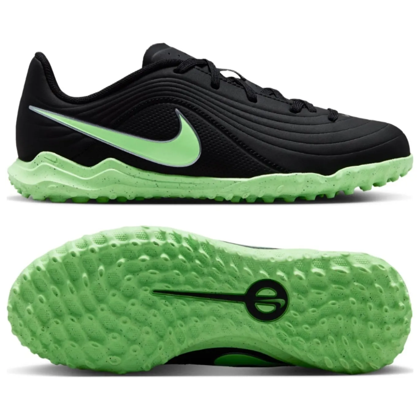 Nike Tiempo Maestro Club Turf Voetbalschoenen (TF) Kids Zwart Felgroen Zilvergrijs