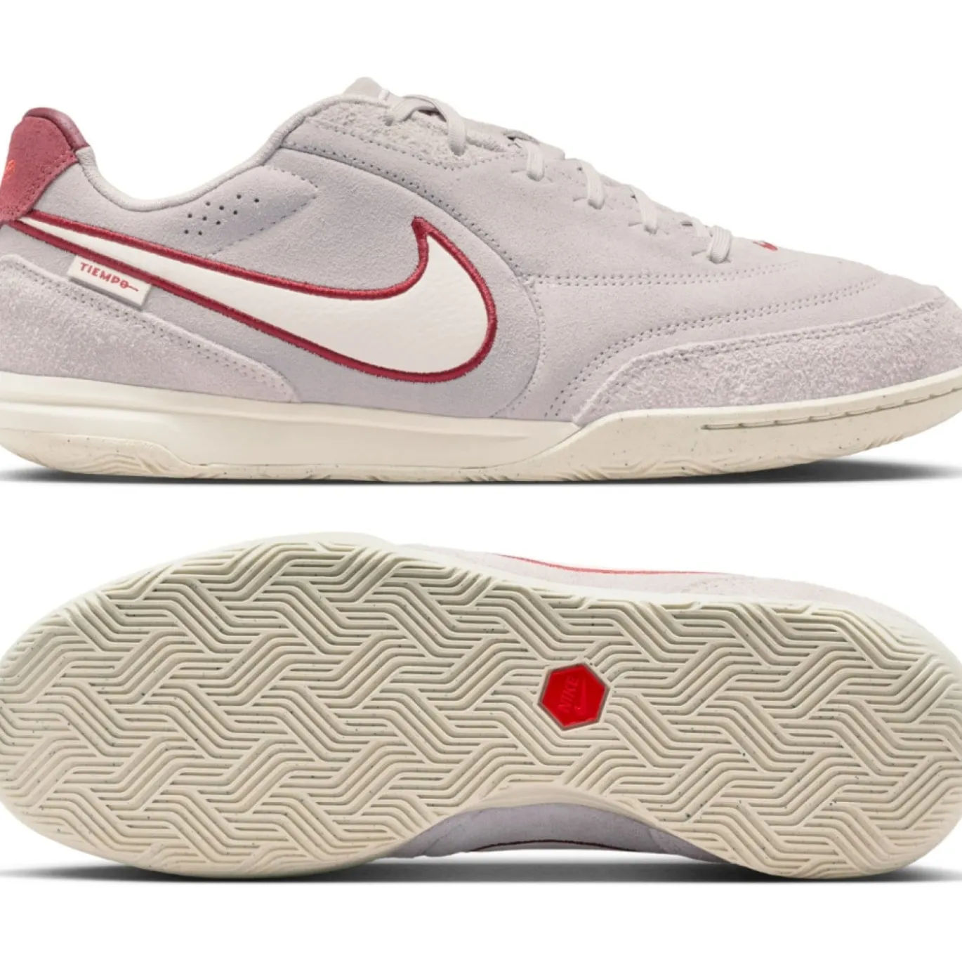 Nike Tiempo Streetgato Premium Straatvoetbalschoenen Grijs Wit Bordeauxrood