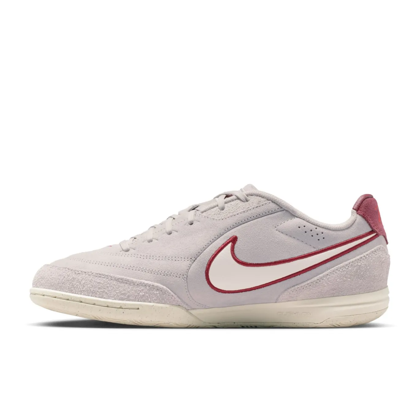 Nike Tiempo Streetgato Premium Straatvoetbalschoenen Grijs Wit Bordeauxrood