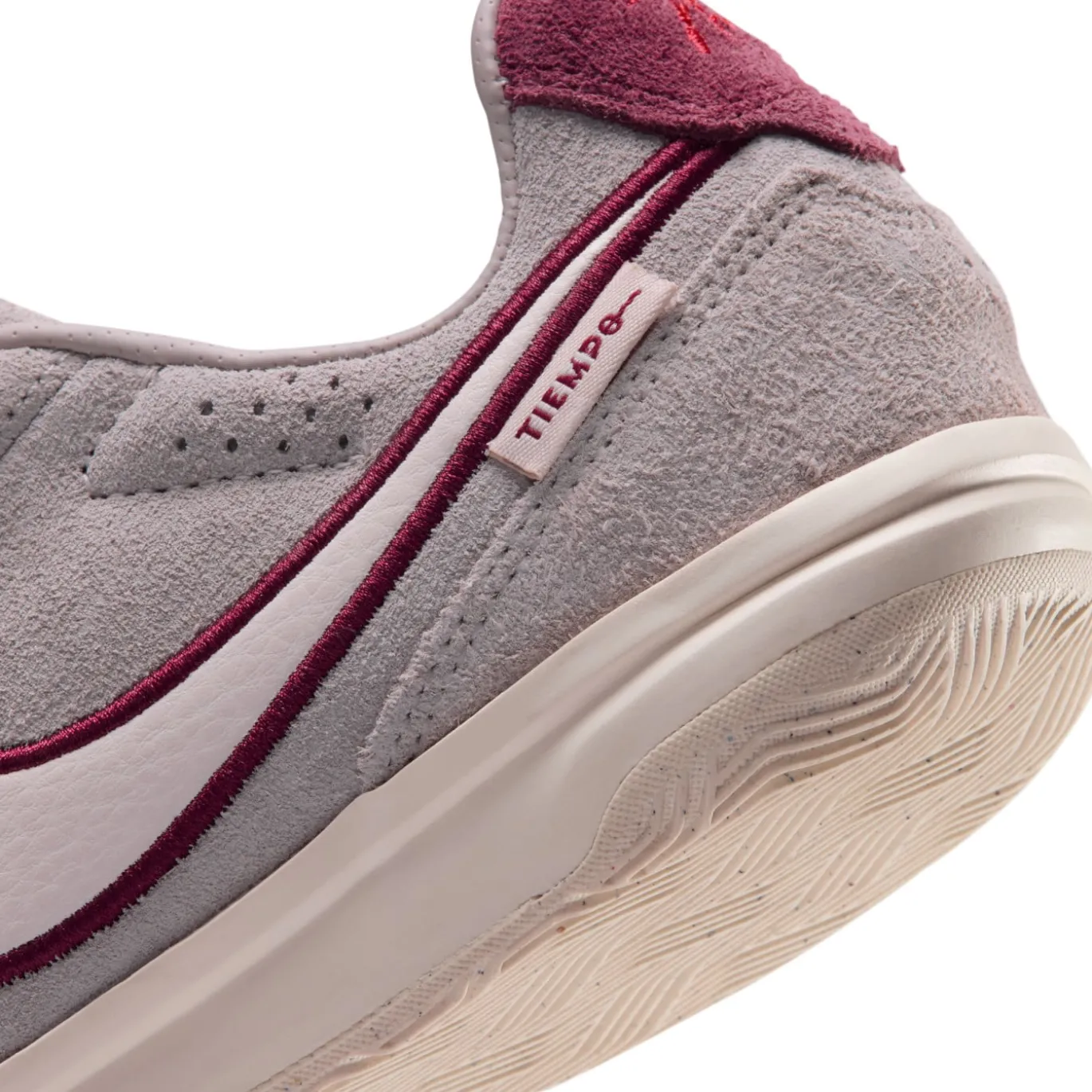 Nike Tiempo Streetgato Premium Straatvoetbalschoenen Kids Grijs Wit Bordeauxrood