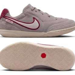 Nike Tiempo Streetgato Premium Straatvoetbalschoenen Kids Grijs Wit Bordeauxrood