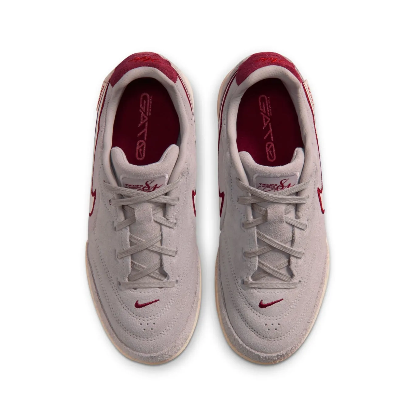 Nike Tiempo Streetgato Premium Straatvoetbalschoenen Kids Grijs Wit Bordeauxrood