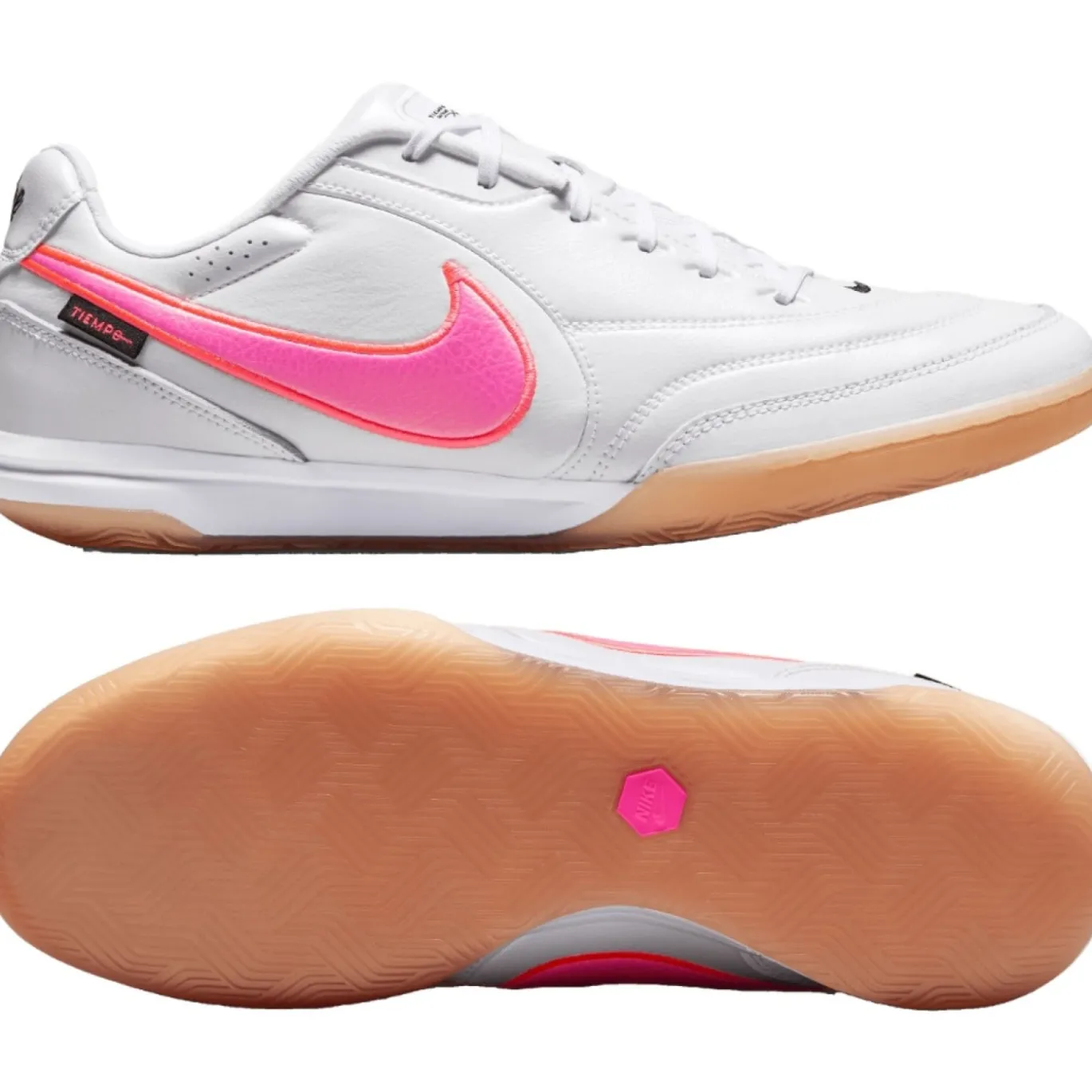 Nike Tiempo Streetgato Premium Straatvoetbalschoenen Wit Felroze Zwart