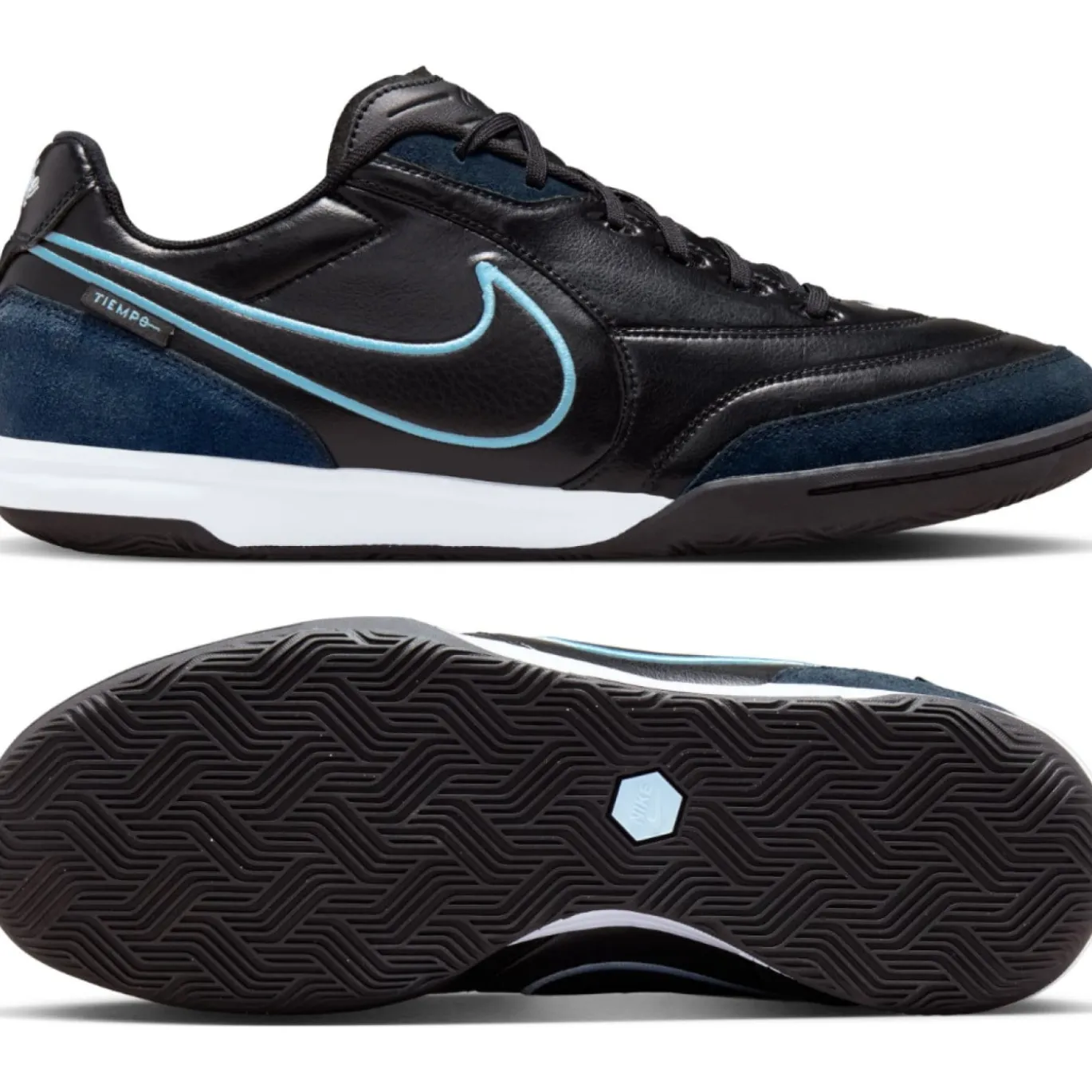 Nike Tiempo Street Gato Straatvoetbalschoenen Zwart Obsidian Lichtblauw