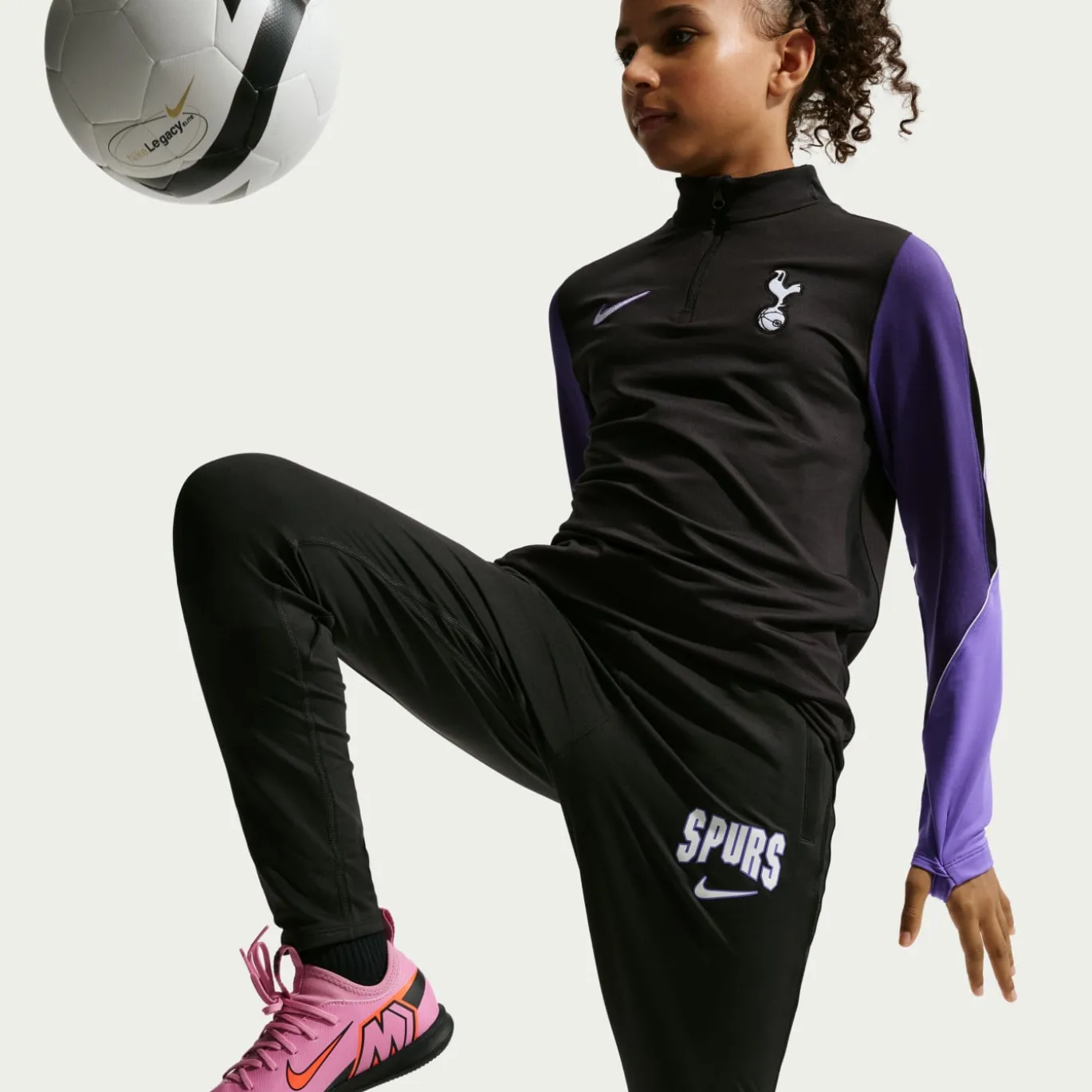 Nike Tottenham Hotspur Strike Trainingspak 1/4-Zip 2026-2027 Kids Zwart Paars Wit