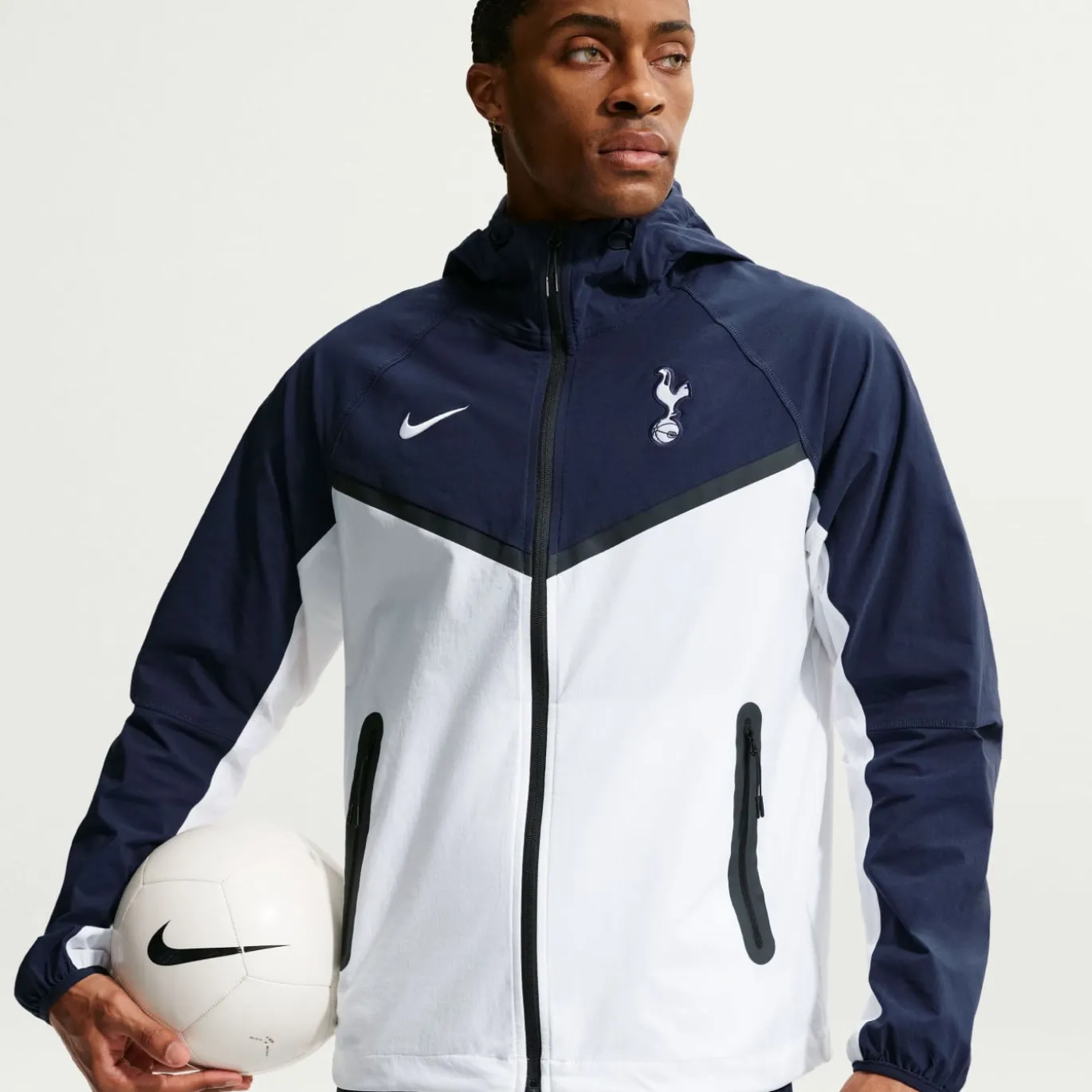 Nike Tottenham Hotspur Tech Woven Windrunner Jack Wit Donkerblauw