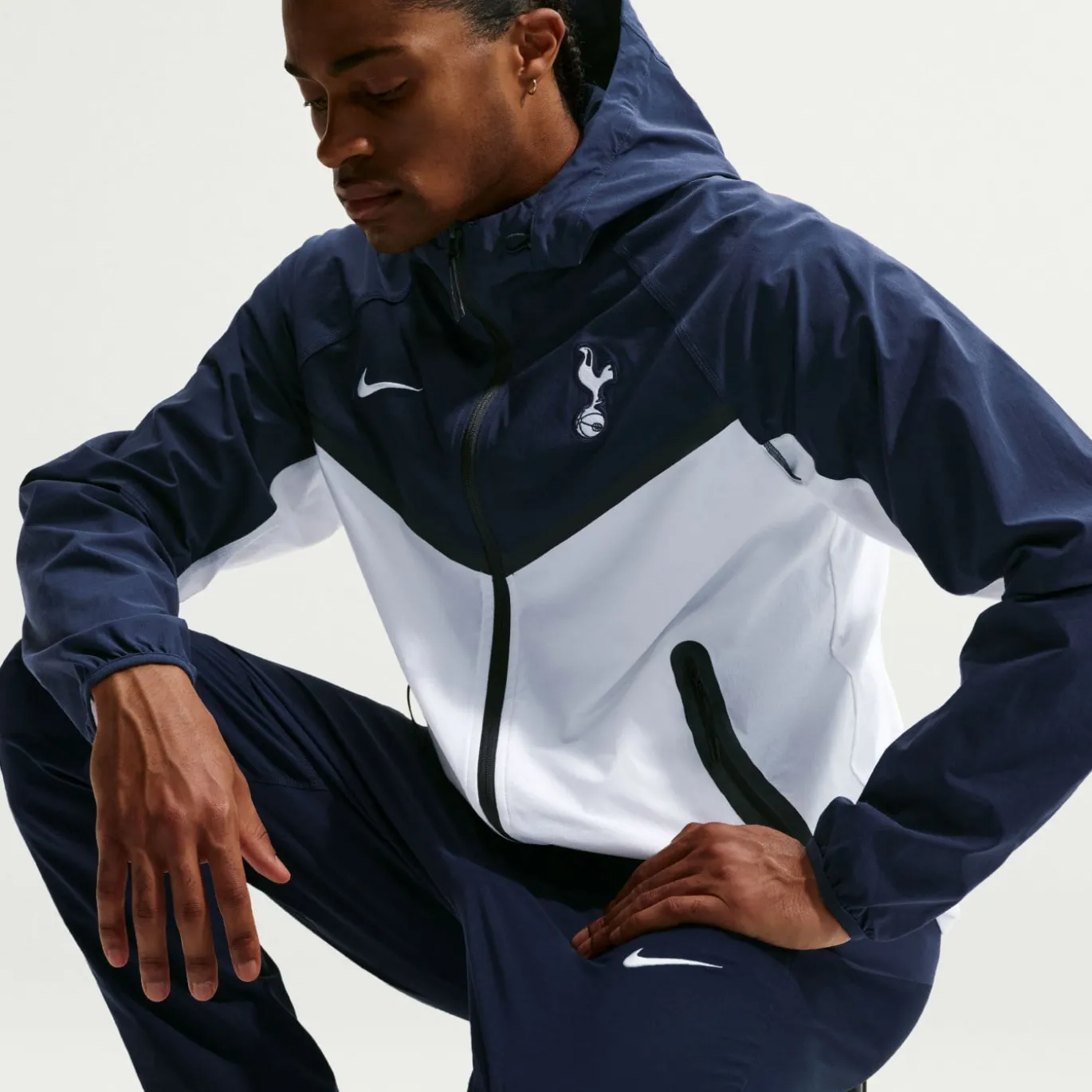 Nike Tottenham Hotspur Tech Woven Windrunner Jack Wit Donkerblauw