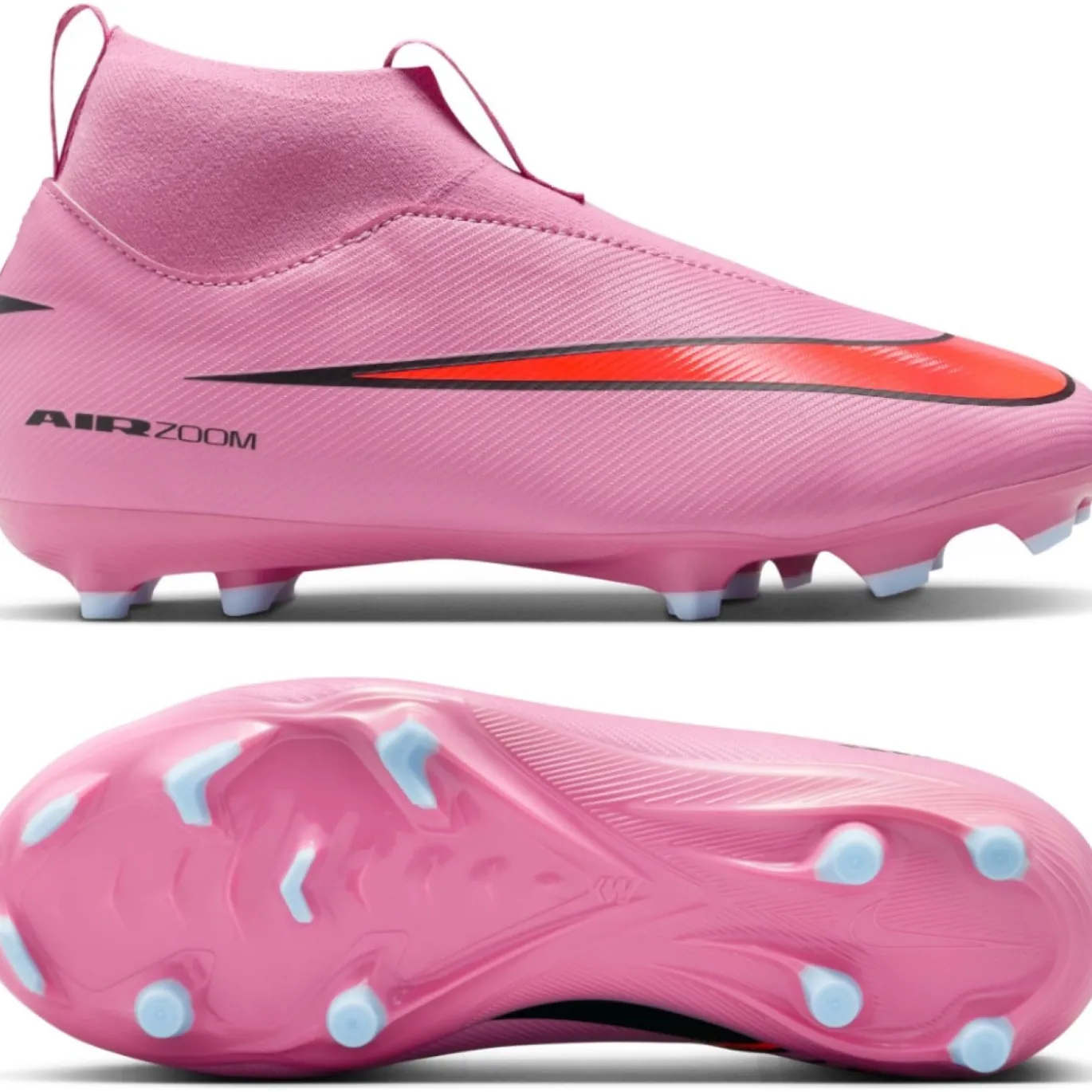 Nike Zoom Mercurial Superfly 10 Academy Gras / Kunstgras Voetbalschoenen (MG) Kids Roze Felrood Lichtblauw