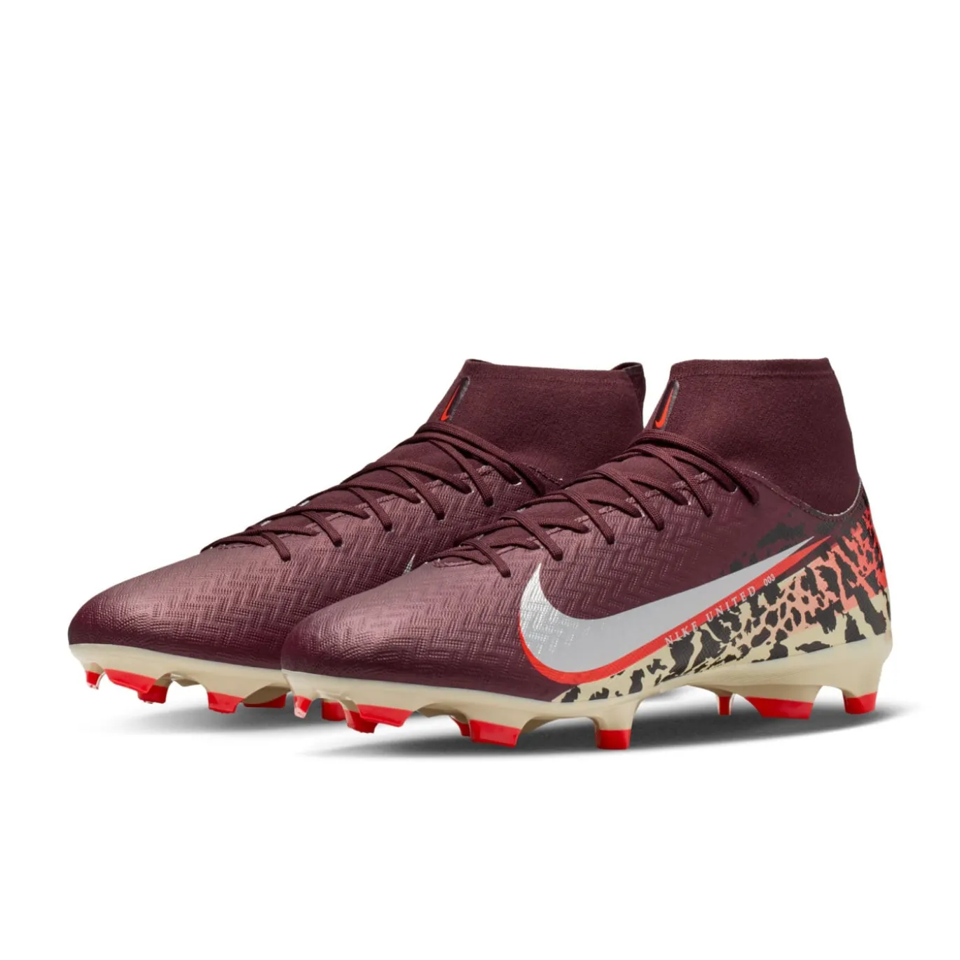 Nike Zoom Mercurial Superfly 10 Academy Gras / Kunstgras Voetbalschoenen (MG) Bordeauxrood Zilver Oranje