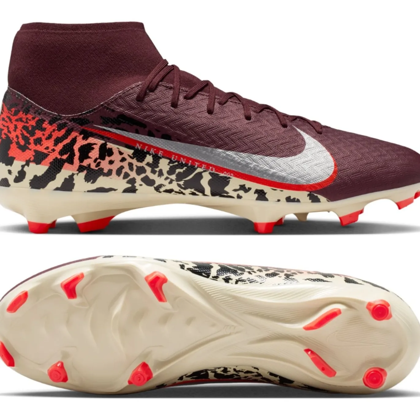 Nike Zoom Mercurial Superfly 10 Academy Gras / Kunstgras Voetbalschoenen (MG) Bordeauxrood Zilver Oranje