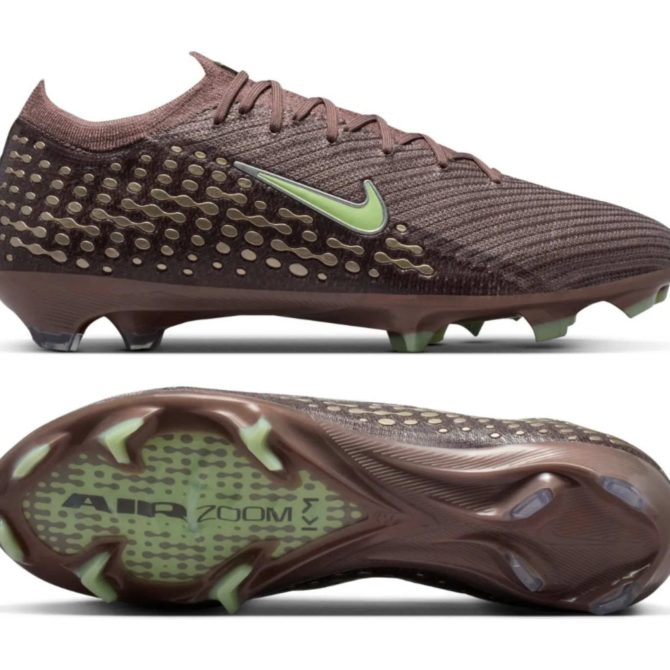 Nike Zoom Mercurial Vapor 16 Mbappé Elite Gras Voetbalschoenen (FG) Bruin Neongeel Zilver