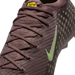 Nike Zoom Mercurial Vapor 16 Mbappé Elite Gras Voetbalschoenen (FG) Bruin Neongeel Zilver