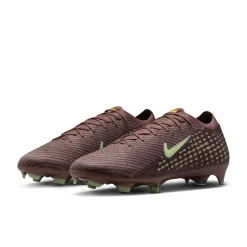 Nike Zoom Mercurial Vapor 16 Mbappé Elite Gras Voetbalschoenen (FG) Bruin Neongeel Zilver