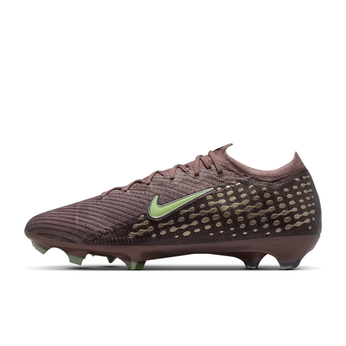 Nike Zoom Mercurial Vapor 16 Mbappé Elite Gras Voetbalschoenen (FG) Bruin Neongeel Zilver