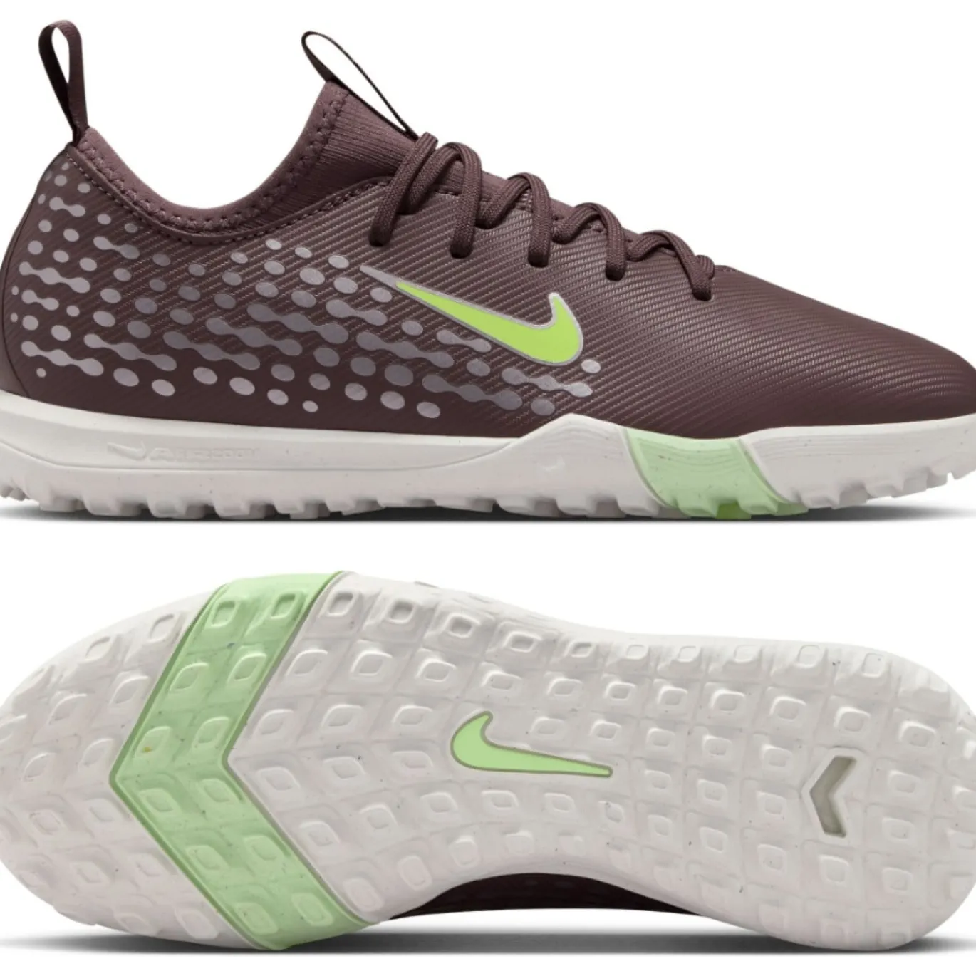Nike Zoom Mercurial Vapor 16 Mbappé Academy Turf Voetbalschoenen (TF) Kids Bruin Neongeel Zilver