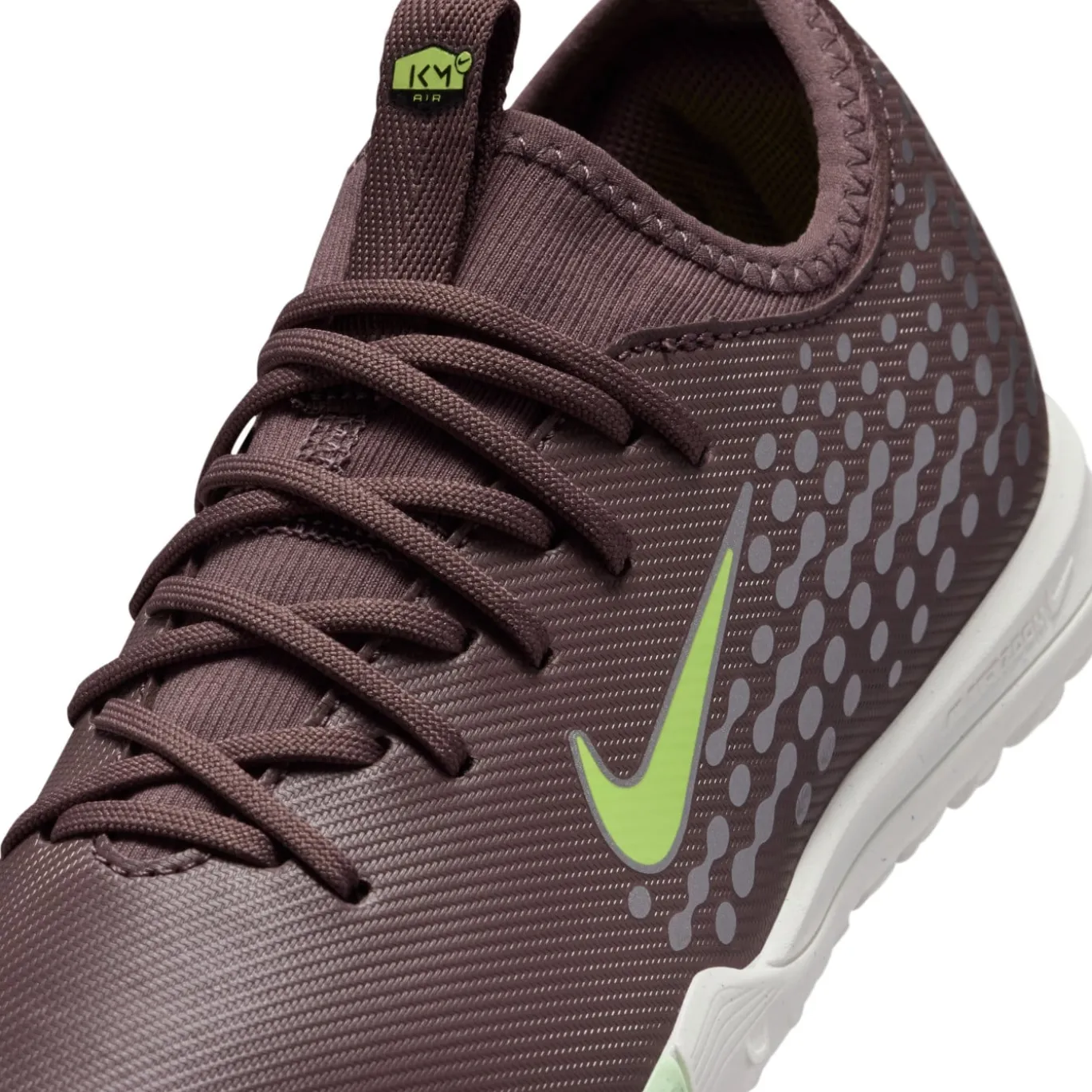 Nike Zoom Mercurial Vapor 16 Mbappé Academy Turf Voetbalschoenen (TF) Kids Bruin Neongeel Zilver