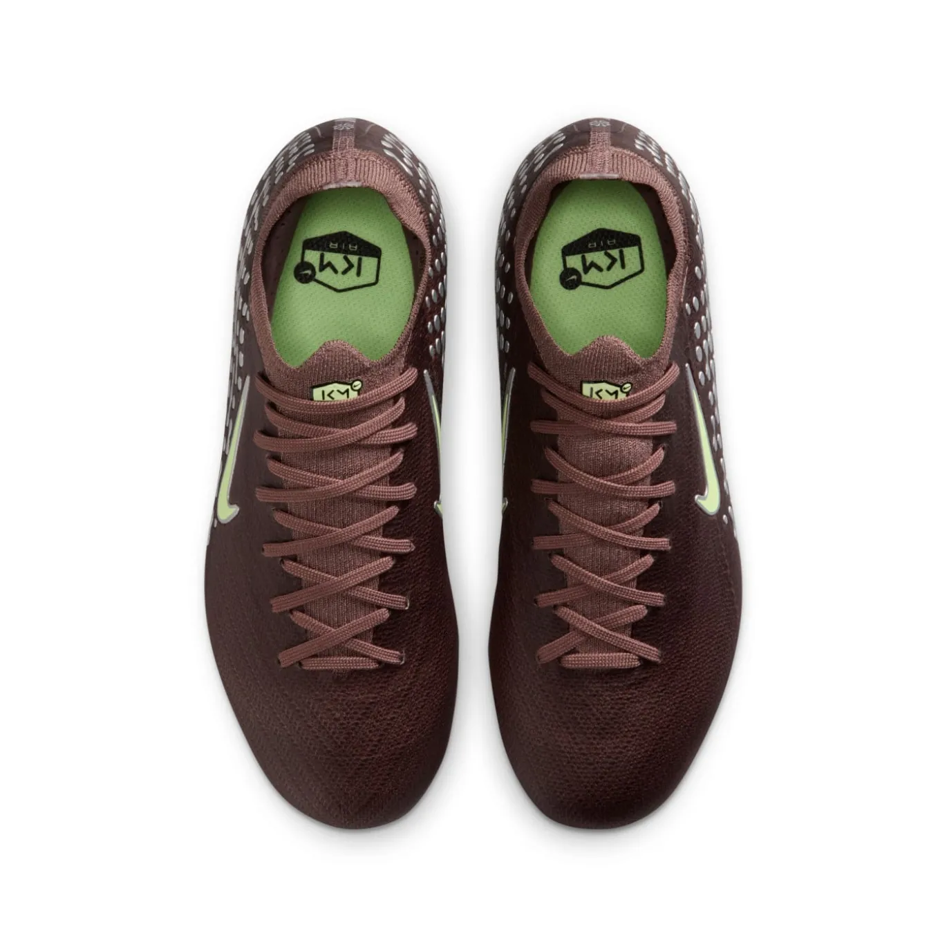 Nike Zoom Mercurial Vapor 16 Mbappé Pro Gras Voetbalschoenen (FG) Kids Bruin Neongeel Zilver