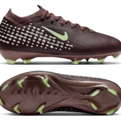 Nike Zoom Mercurial Vapor 16 Mbappé Pro Gras Voetbalschoenen (FG) Kids Bruin Neongeel Zilver
