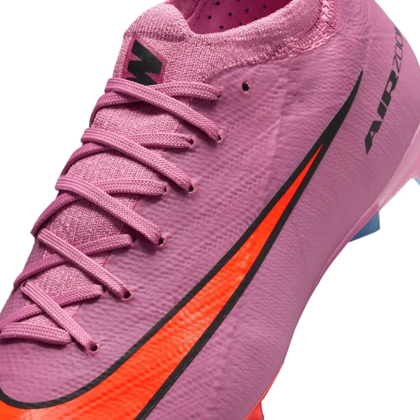 Nike Zoom Mercurial Vapor 16 Pro Gras Voetbalschoenen (FG) Kids Roze Felrood Lichtblauw