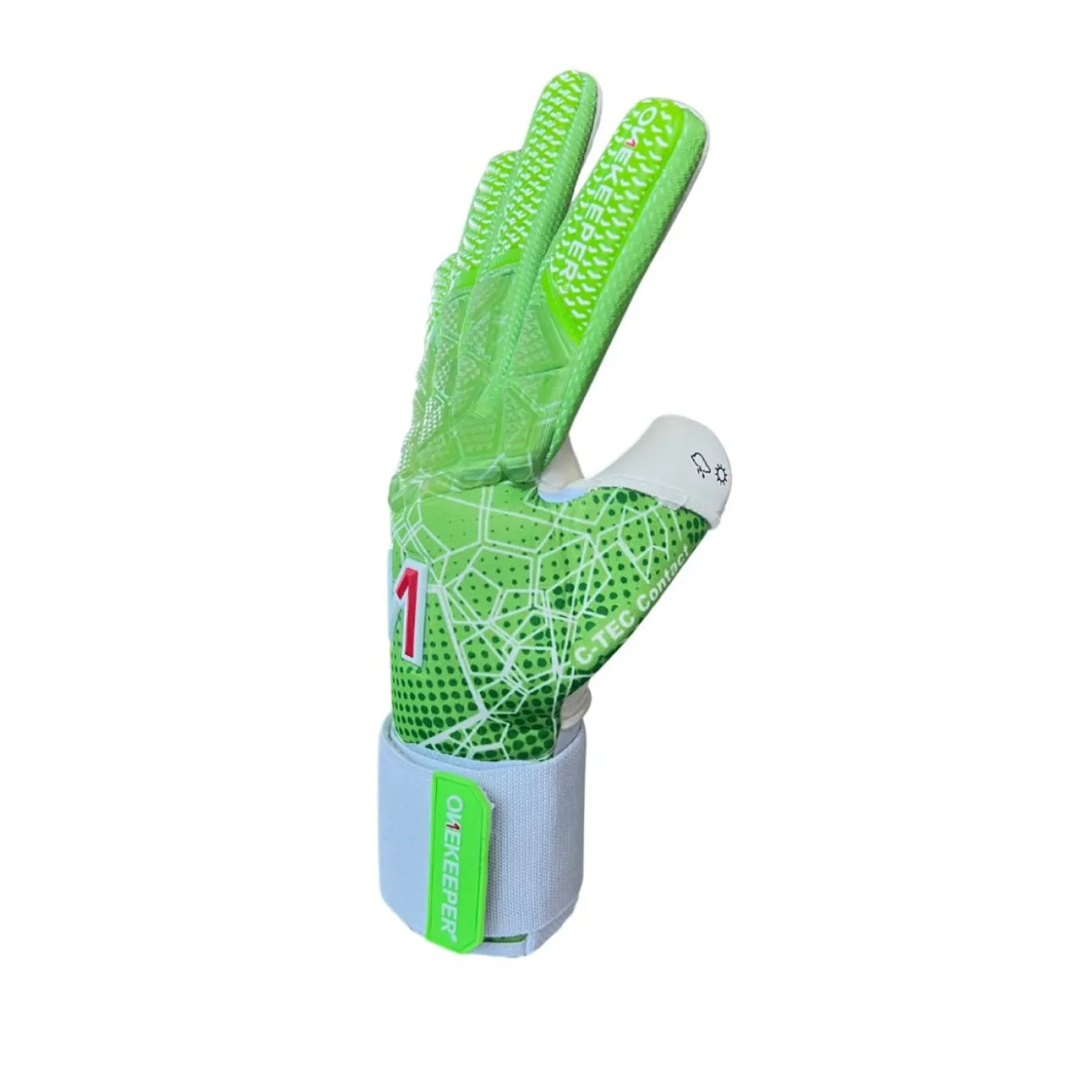 Onekeeper C-Tec Keepershandschoenen Kids Fluorgroen Wit Rood