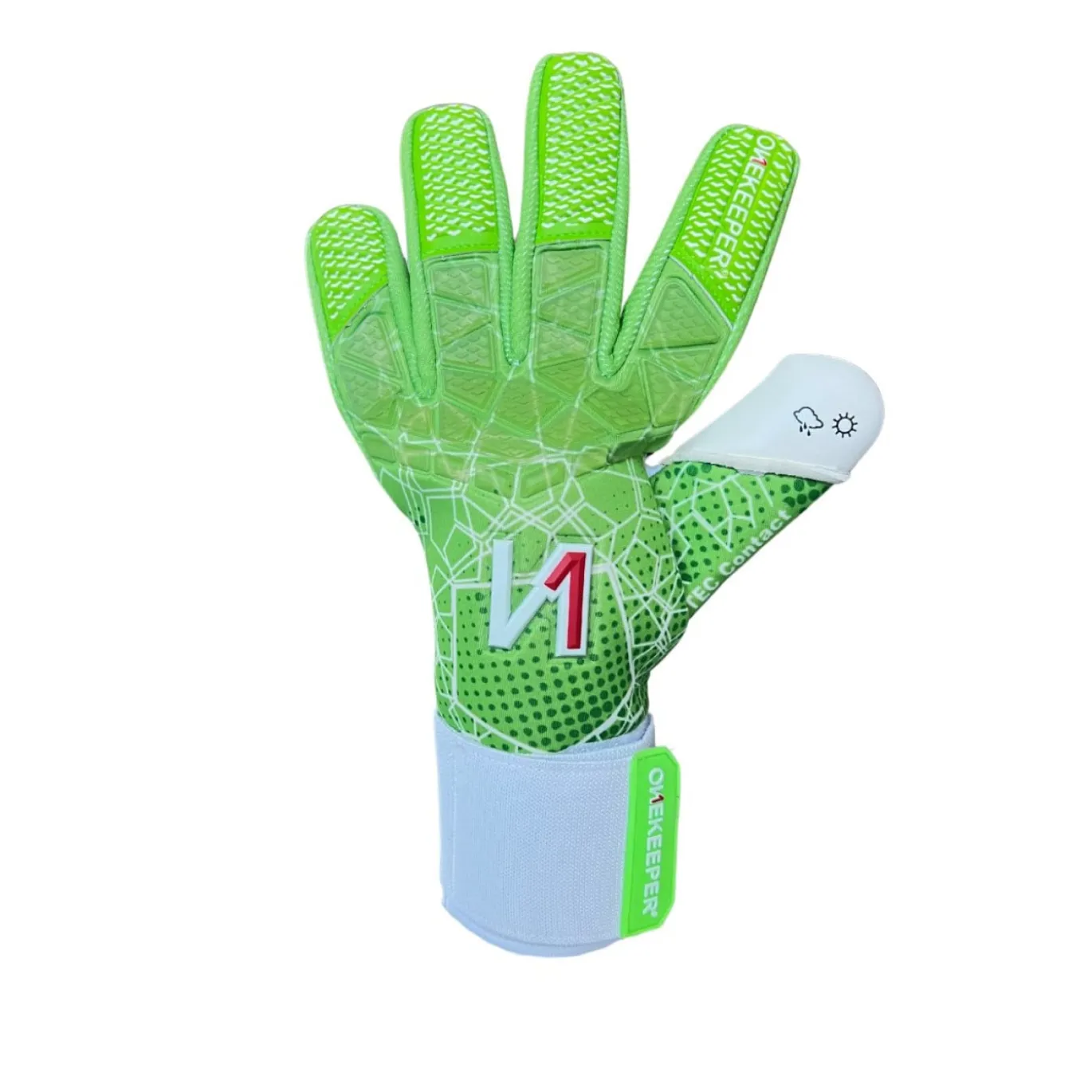 Onekeeper C-Tec Keepershandschoenen Fluorgroen Wit Rood