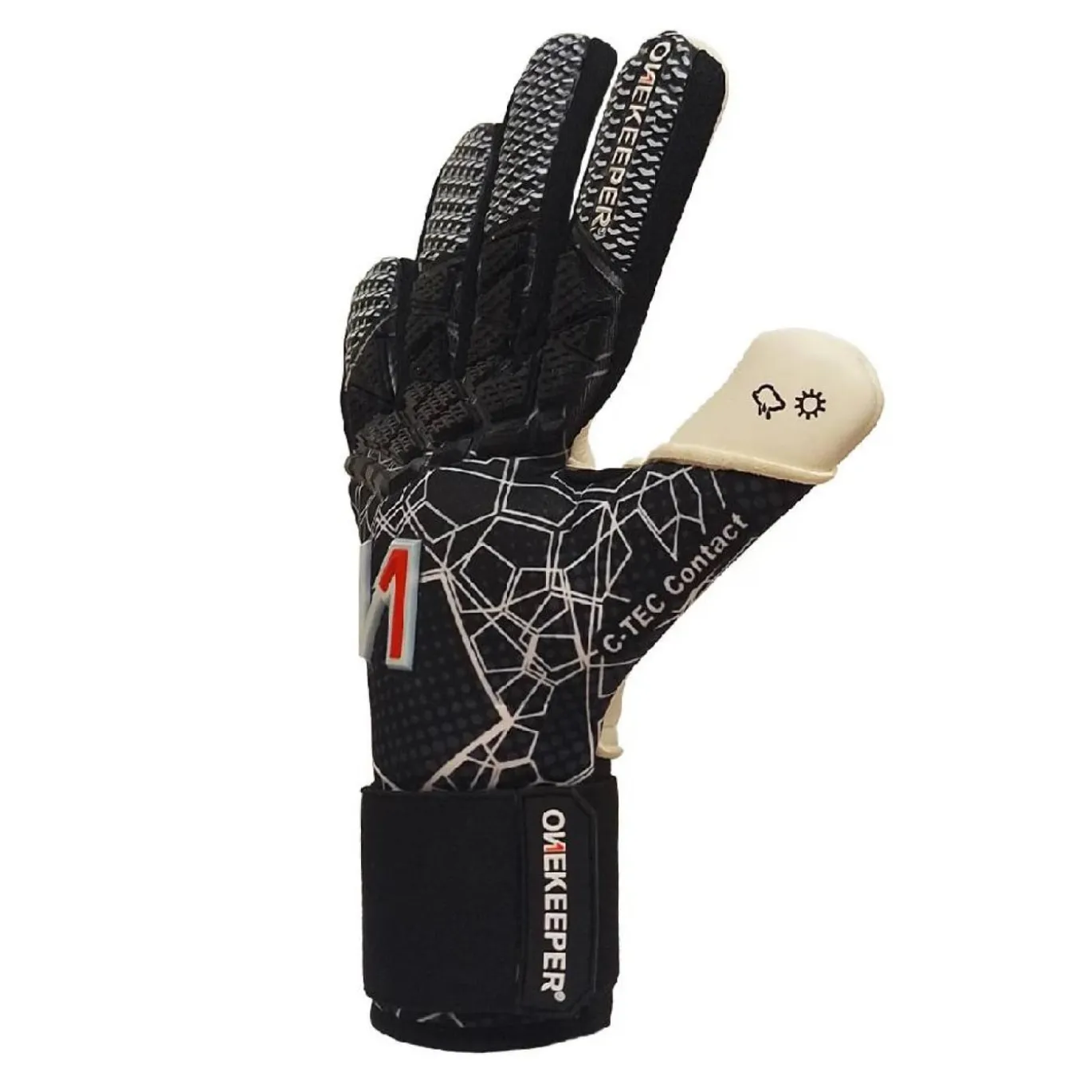 Onekeeper C-Tec Keepershandschoenen Zwart Wit Rood