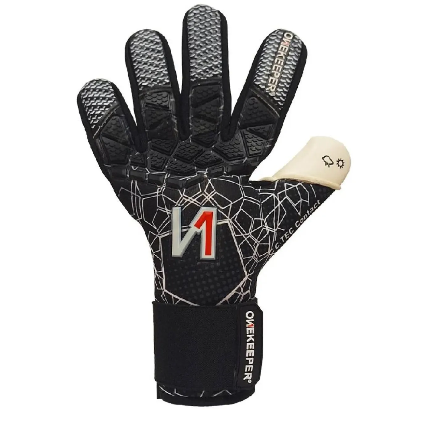 Onekeeper C-Tec Keepershandschoenen Zwart Wit Rood