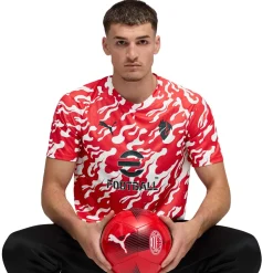PUMA AC Milan Pre-Match Trainingsshirt 2025-2026 Wit Rood