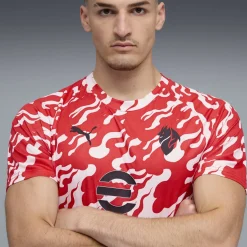 PUMA AC Milan Pre-Match Trainingsshirt 2025-2026 Wit Rood