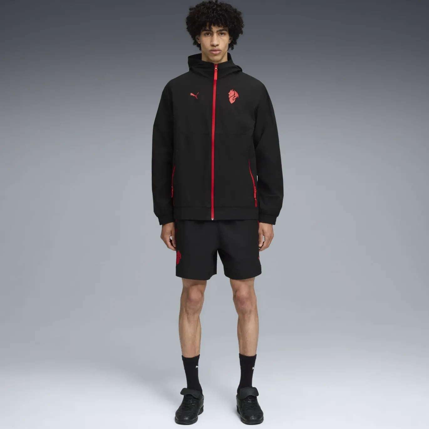 PUMA AC Milan Pumatech Broekje Woven 2025-2026 Zwart Rood
