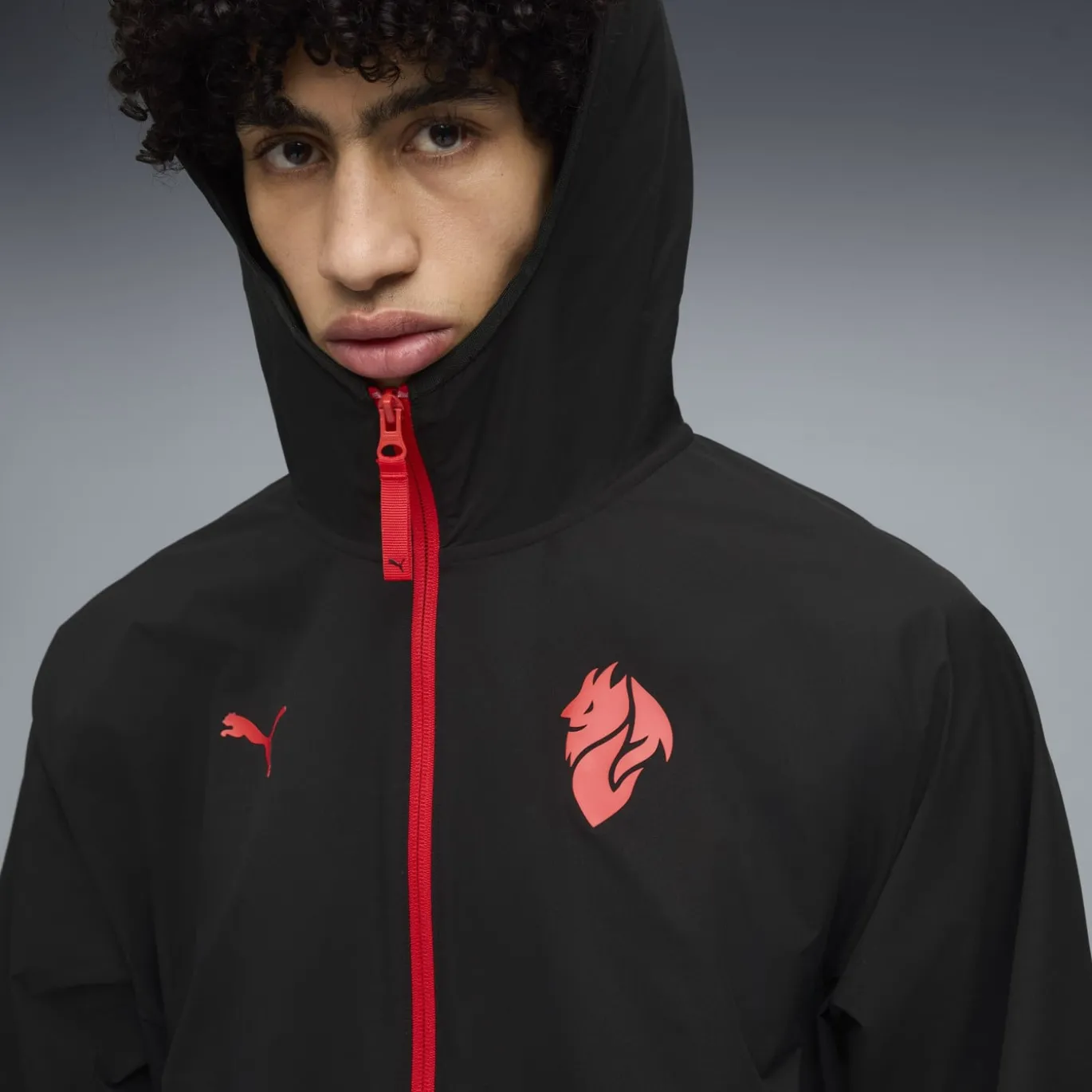 PUMA AC Milan Pumatech Trainingsjack Woven 2025-2026 Zwart Rood