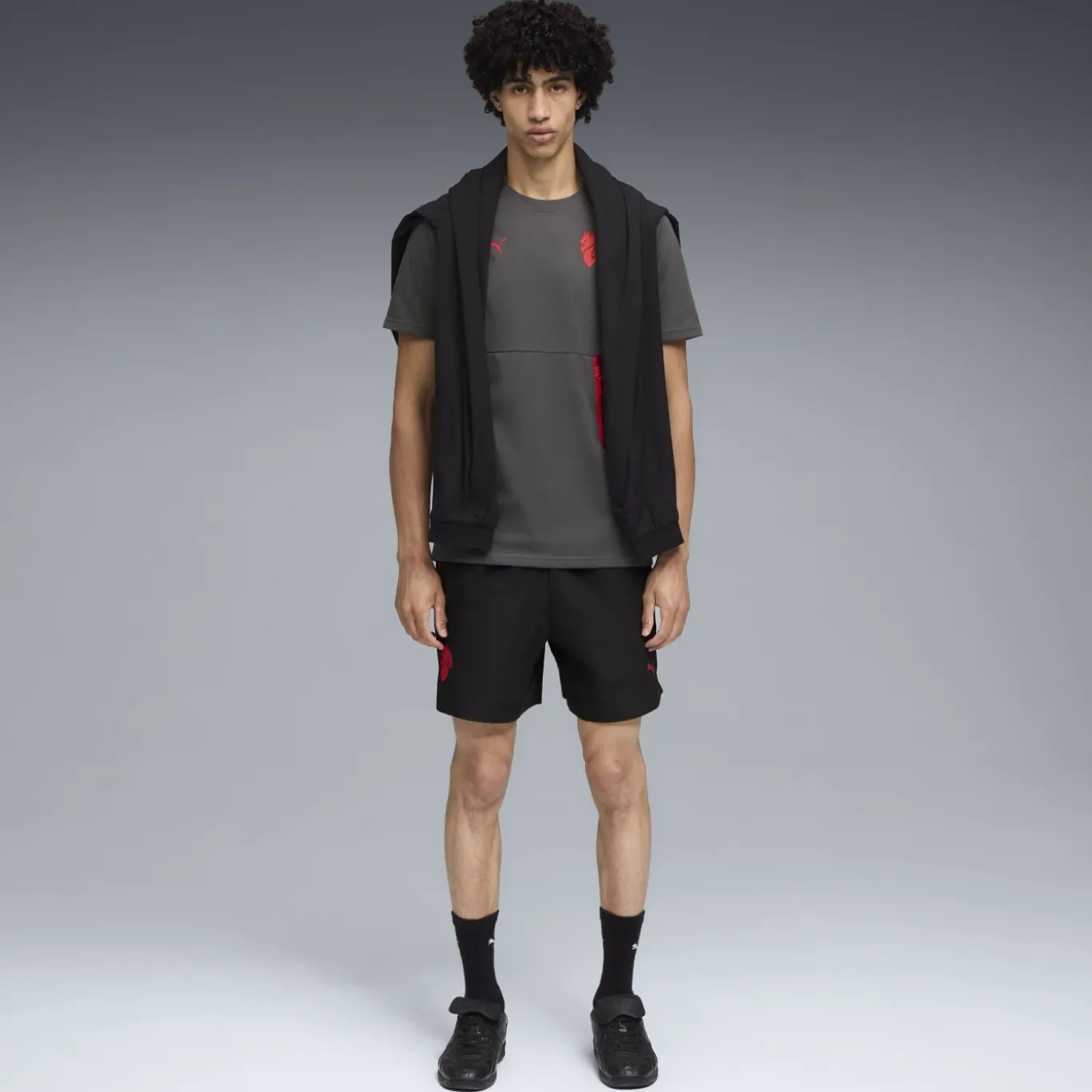 PUMA AC Milan Pumatech T-Shirt 2025-2026 Grijs Rood Zwart