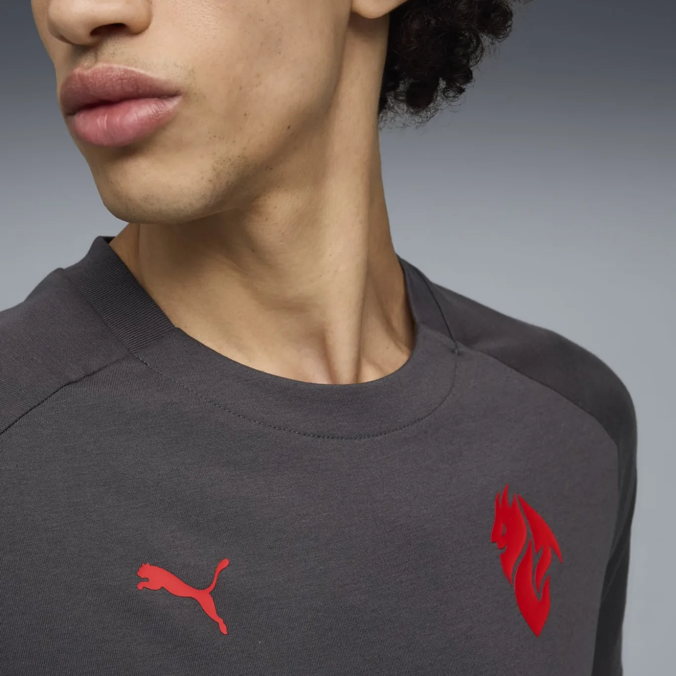 PUMA AC Milan Pumatech Zomerset 2025-2026 Donkergrijs Zwart Rood