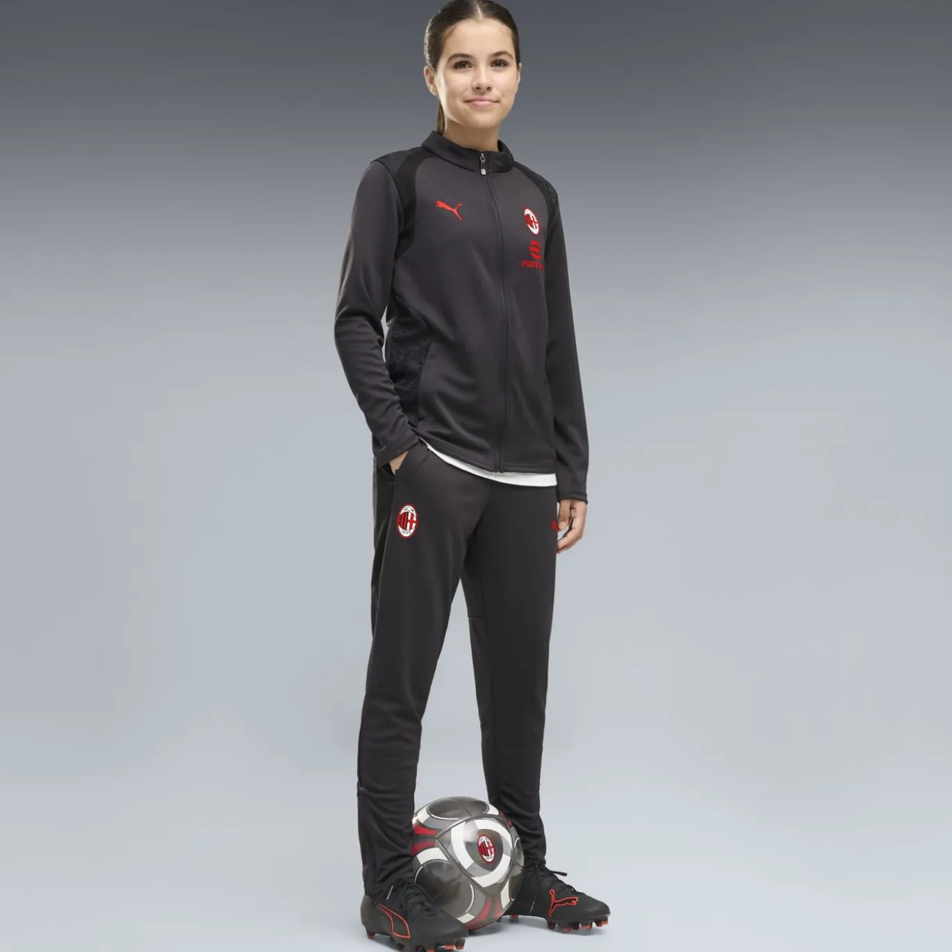 PUMA AC Milan Trainingsbroek 2026-2027 Kids Donkergrijs Rood