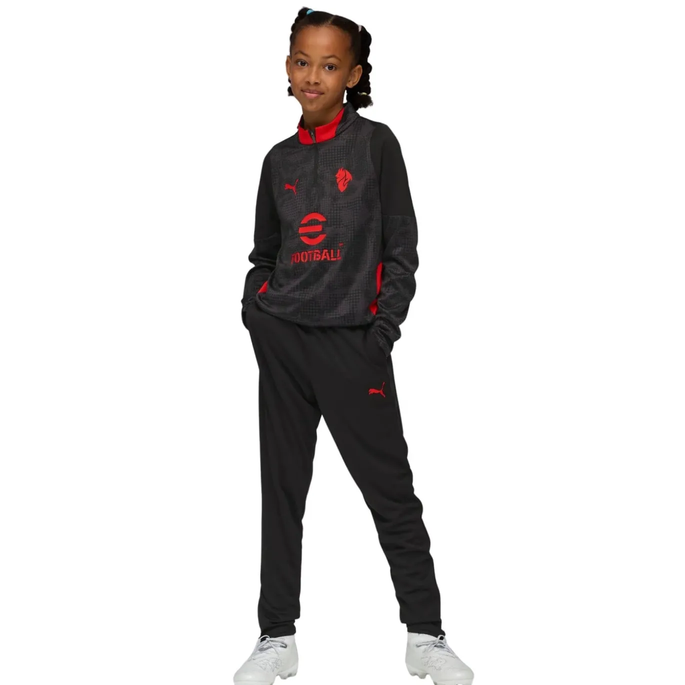 PUMA AC Milan Trainingspak 1/4-Zip 2025-2026 Kids Zwart Rood