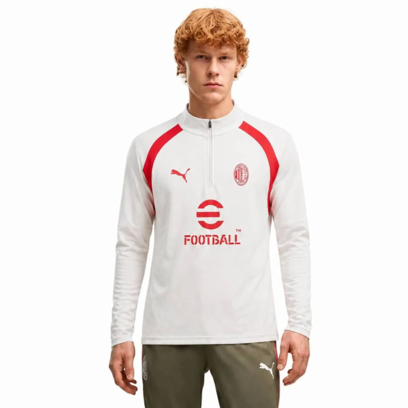 PUMA AC Milan Trainingspak 1/4-Zip 2026-2027 Lichtgrijs Donkergroen Rood Wit