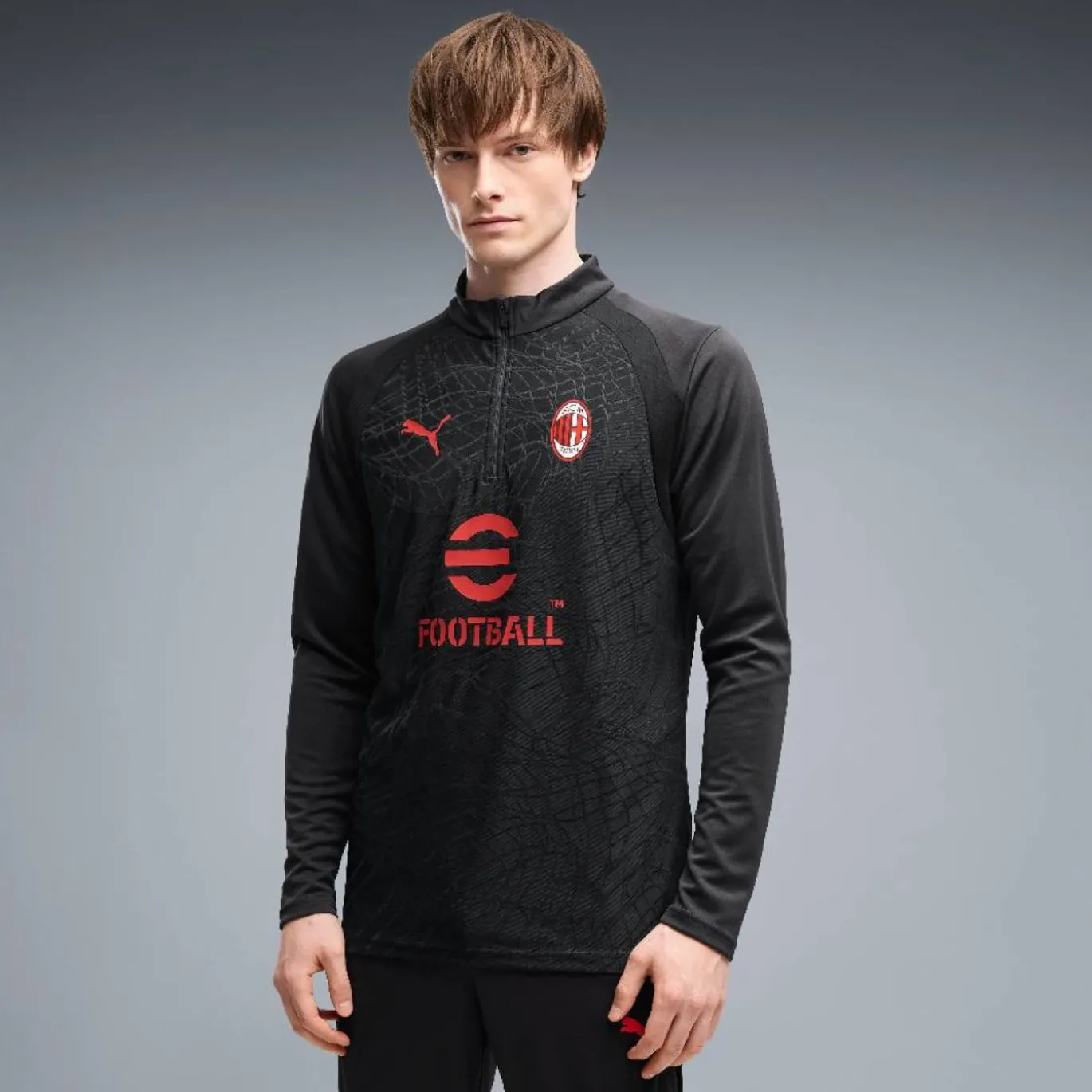 PUMA AC Milan Trainingspak 1/4-Zip 2026-2027 Donkergrijs Rood