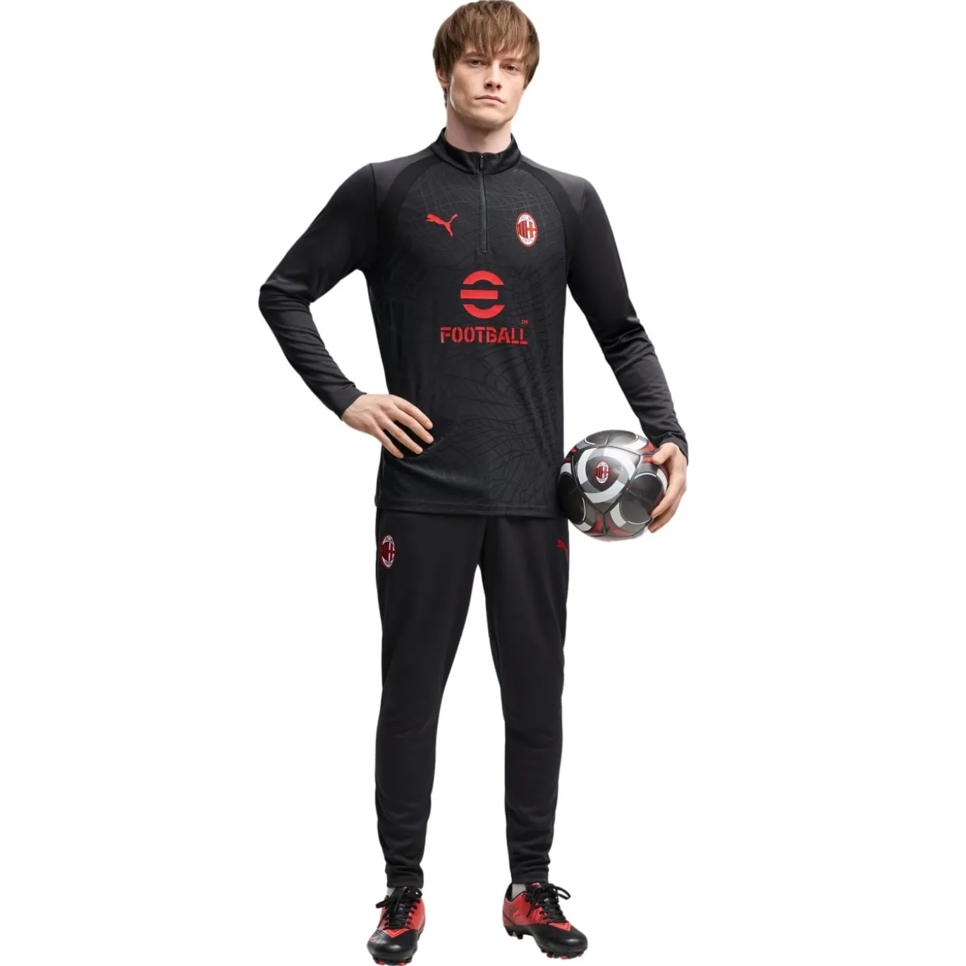 PUMA AC Milan Trainingspak 1/4-Zip 2026-2027 Donkergrijs Rood
