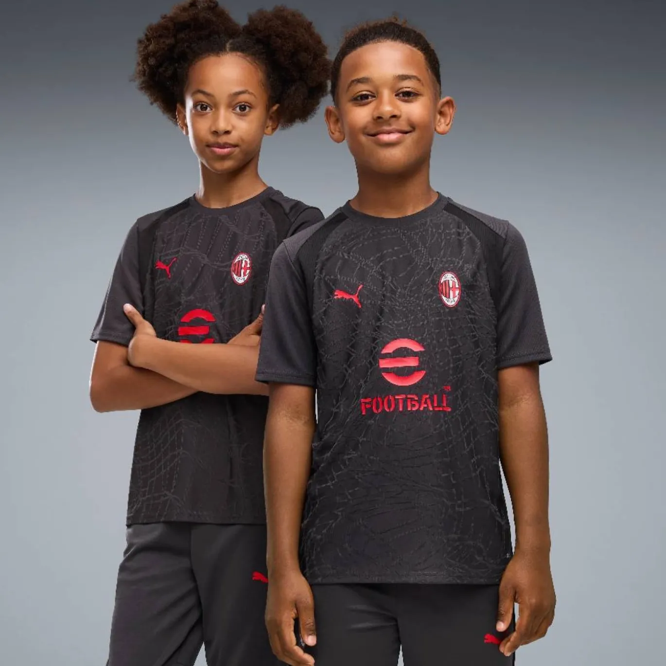 PUMA AC Milan Trainingsset 2026-2027 Kids Donkergrijs Rood