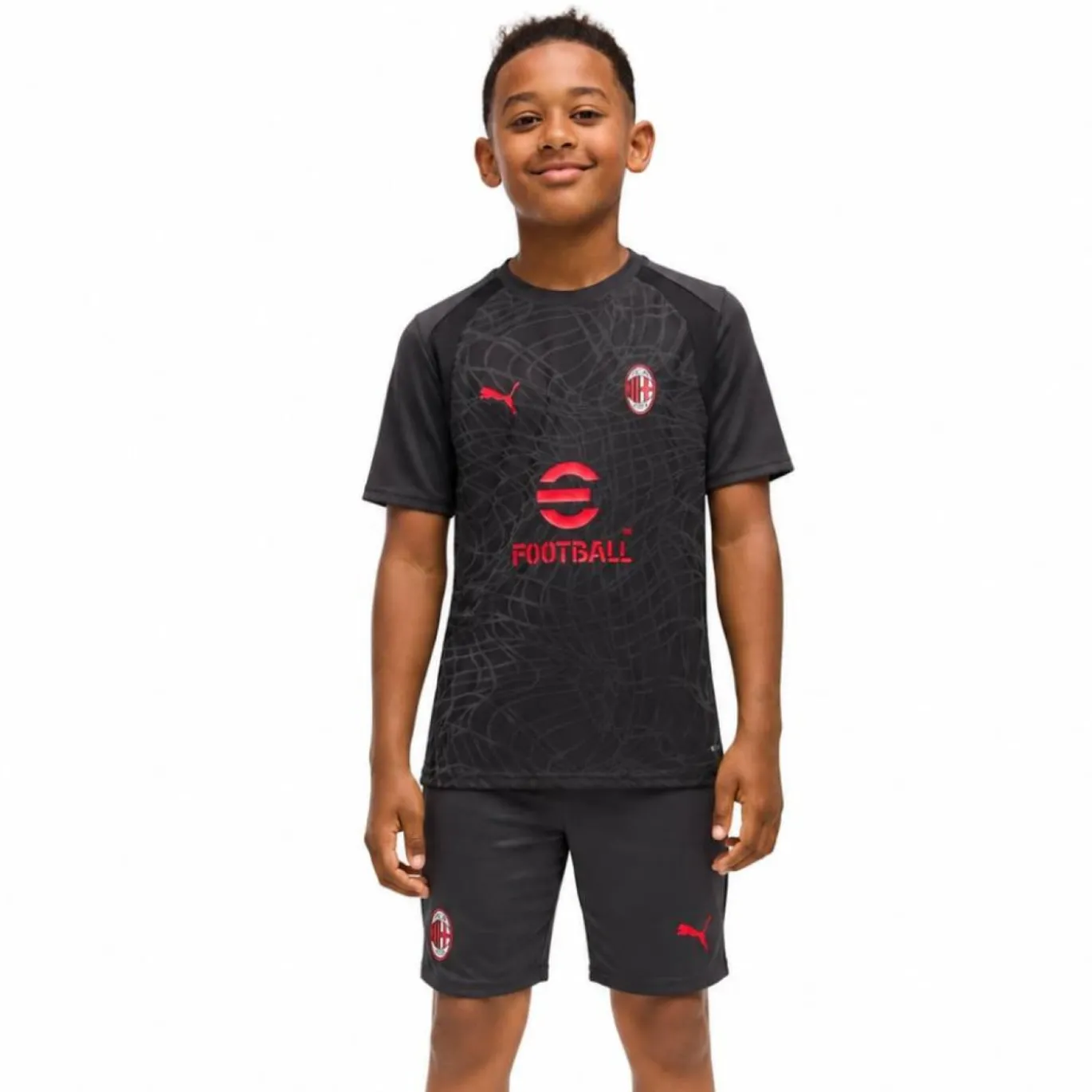 PUMA AC Milan Trainingsset 2026-2027 Kids Donkergrijs Rood