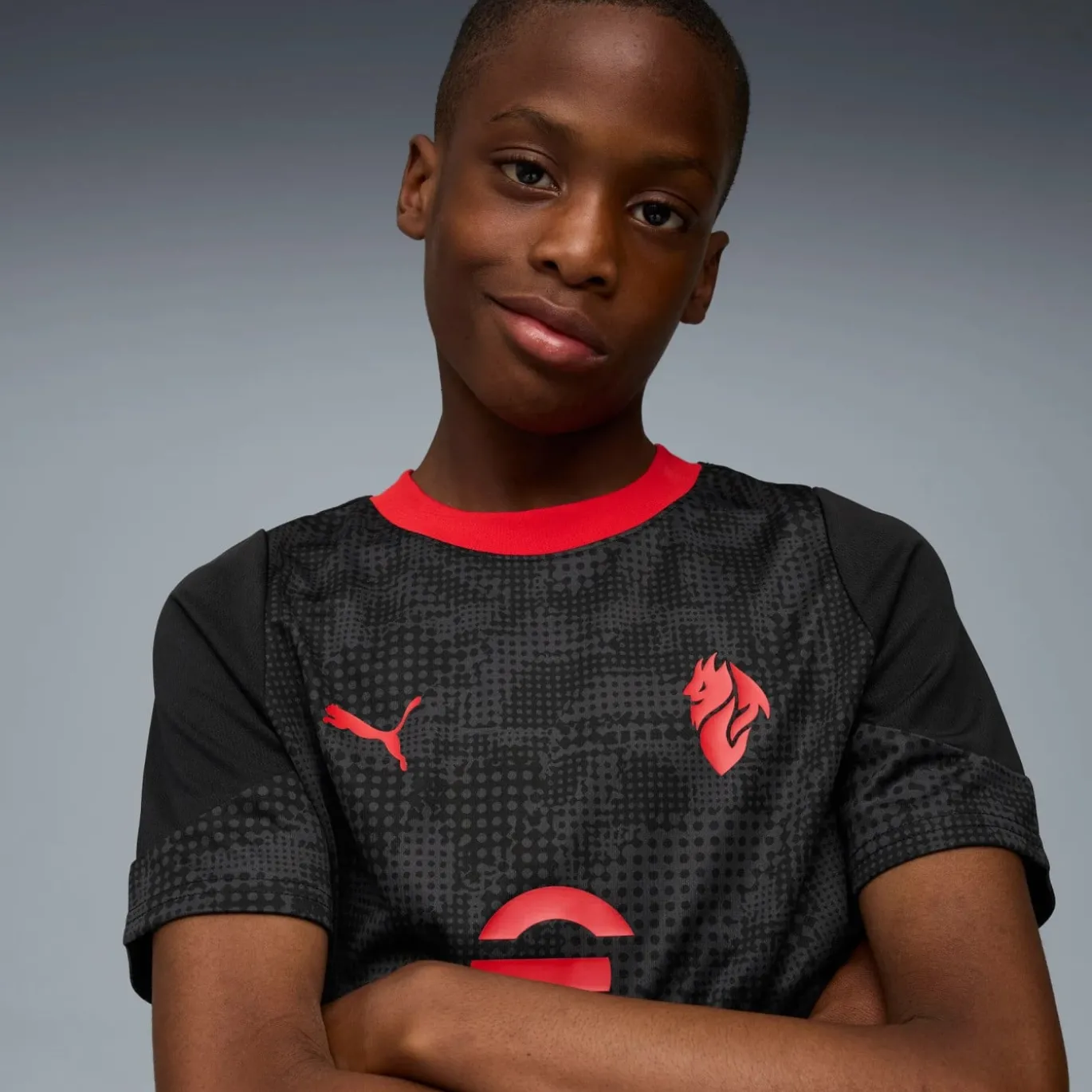 PUMA AC Milan Trainingsshirt 2025-2026 Kids Zwart Rood