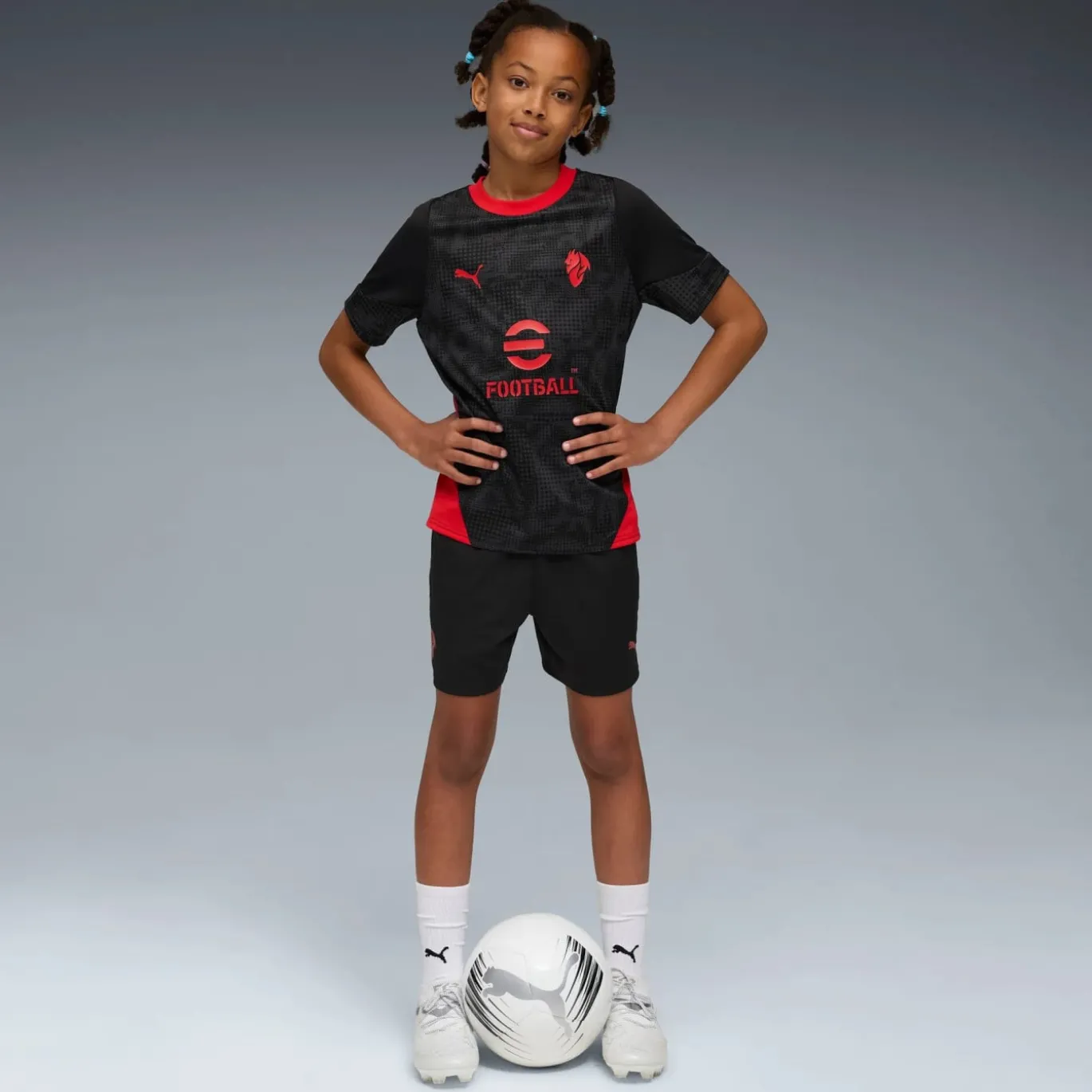 PUMA AC Milan Trainingsshirt 2025-2026 Kids Zwart Rood