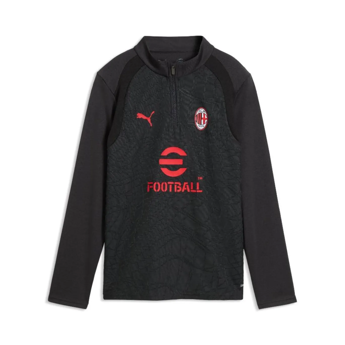 PUMA AC Milan Trainingstrui 1/4-Zip 2026-2027 Kids Donkergrijs Rood