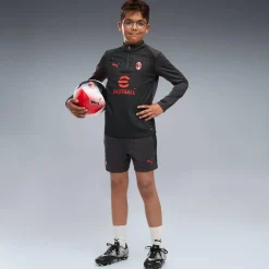 PUMA AC Milan Trainingstrui 1/4-Zip 2026-2027 Kids Donkergrijs Rood