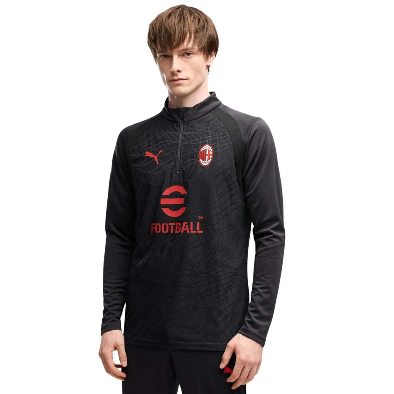 PUMA AC Milan Trainingstrui 1/4-Zip 2026-2027 Donkergrijs Rood